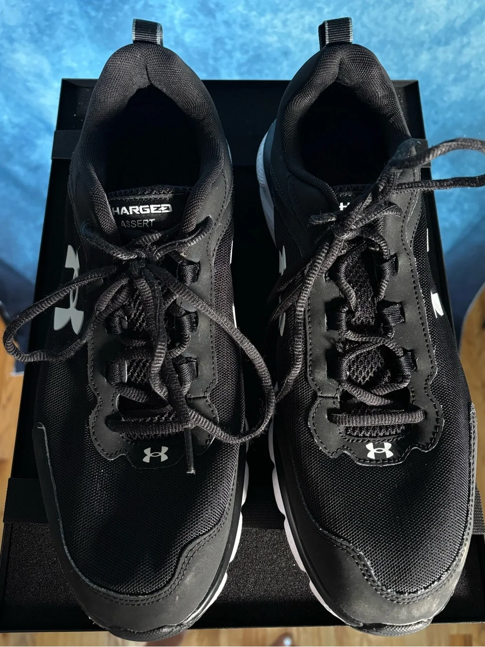 Under Armour Charged Assert 9 Black and White Men’s Size 14 Running Shoes